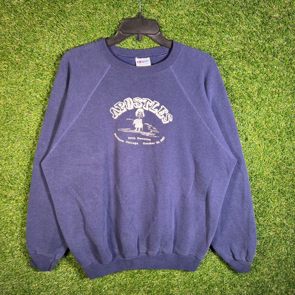 Vintage 1987 Hanes Apostles Earlham College Reunion Sweatshirt XL Navy Blue 80s